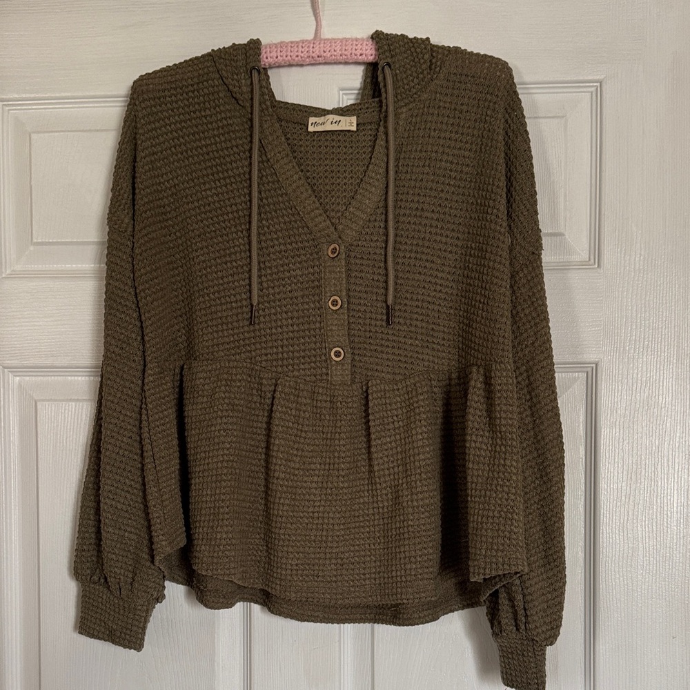 Hooded Knit Peplum Top